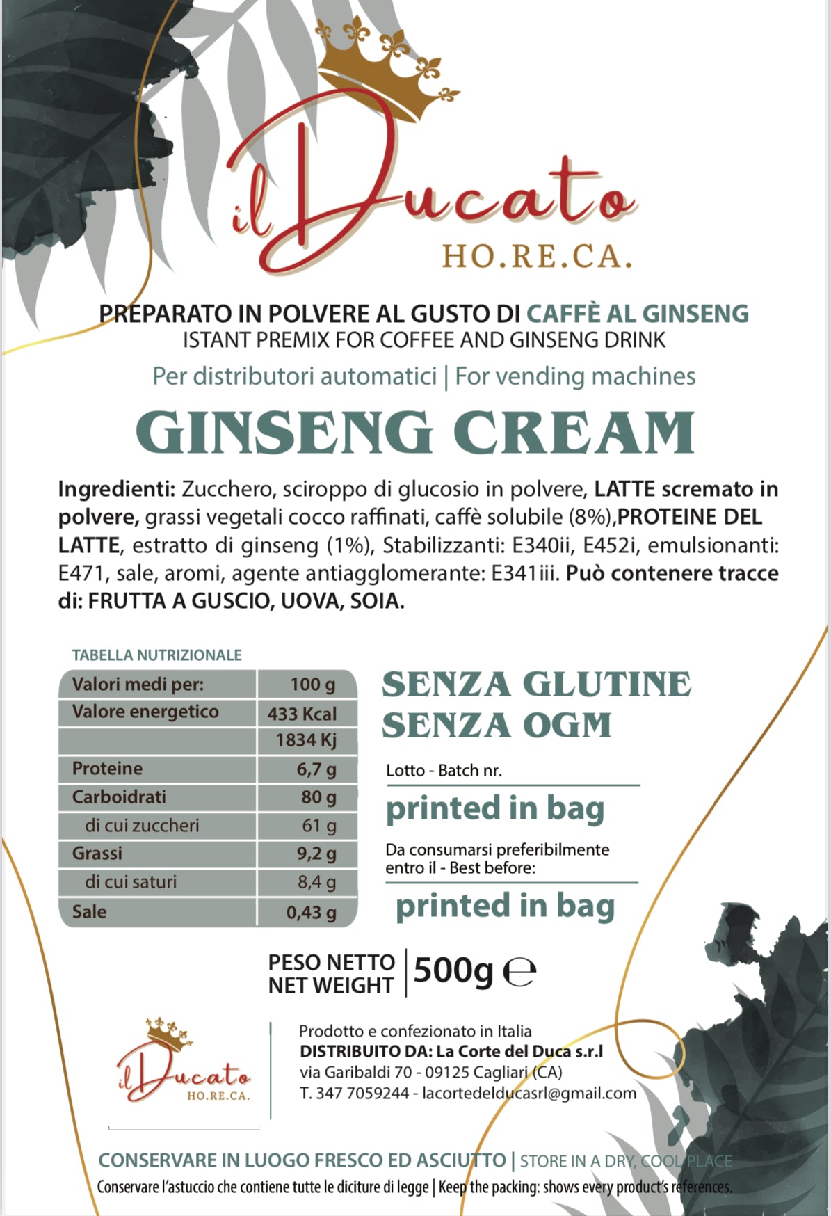 Copia del Caffè al Ginseng CREAM confezione da 500 grammi crt da 12 buste